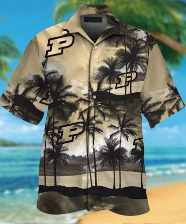 Purdue Boilermakers Short Sleeve Button Up Tropical Hawaiian Shirt Ver06