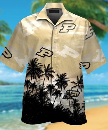Purdue Boilermakers Short Sleeve Button Up Tropical Hawaiian Shirt Ver09