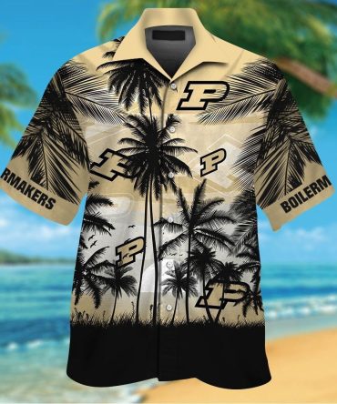 Purdue Boilermakers Tropical Short Sleeve Button Up Tropical Hawaiian Shirt