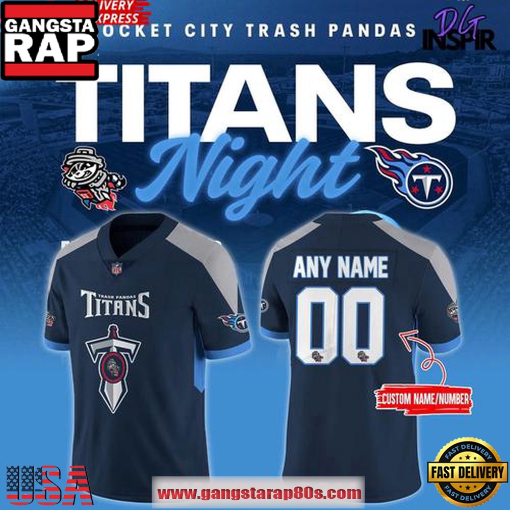 Rocket City Trash Panda X Tennessee Titans Night Edition Custom Football Jersey