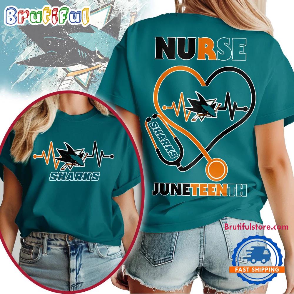 San Jose Sharks Nhl Nurse Appreciation Juneteenth Unisex 3D Shirt