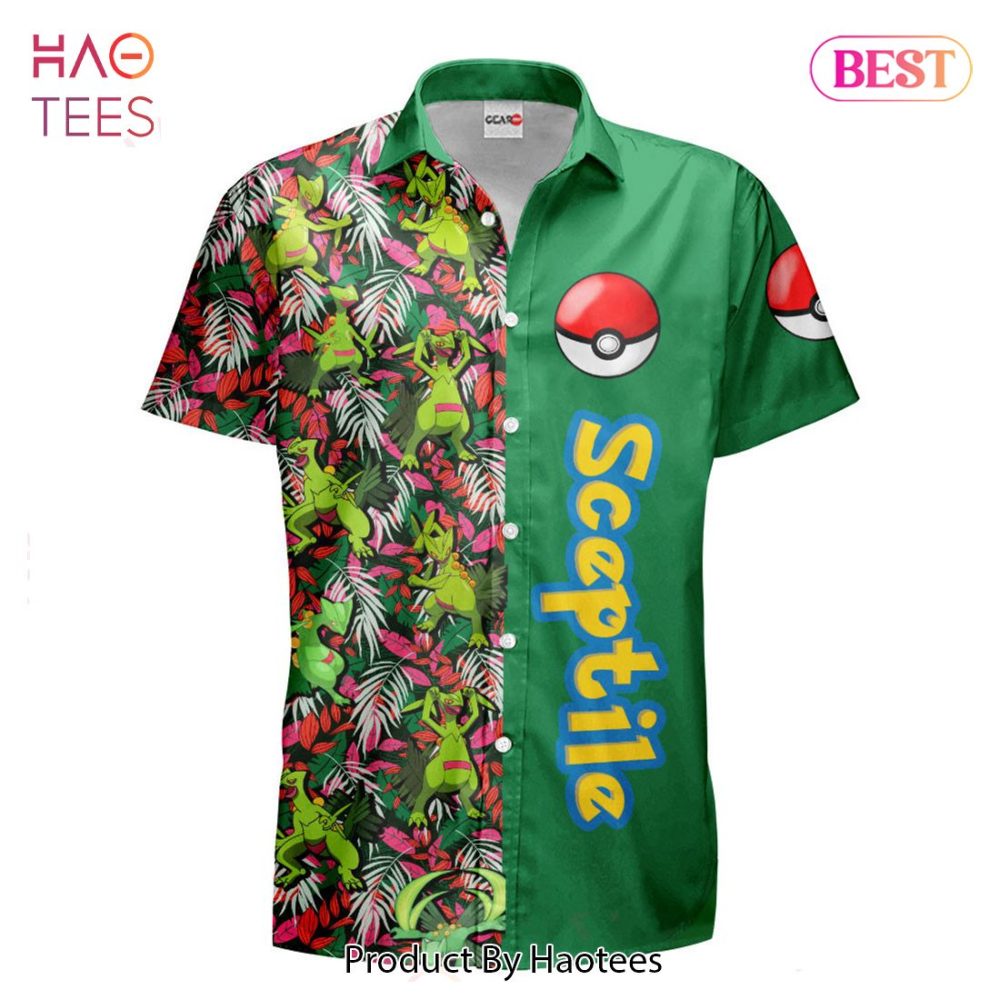 Sceptile Hawaiian Shirts Custom Anime Merch Clothes For Men Women Hot Trend 2023 - Image 2