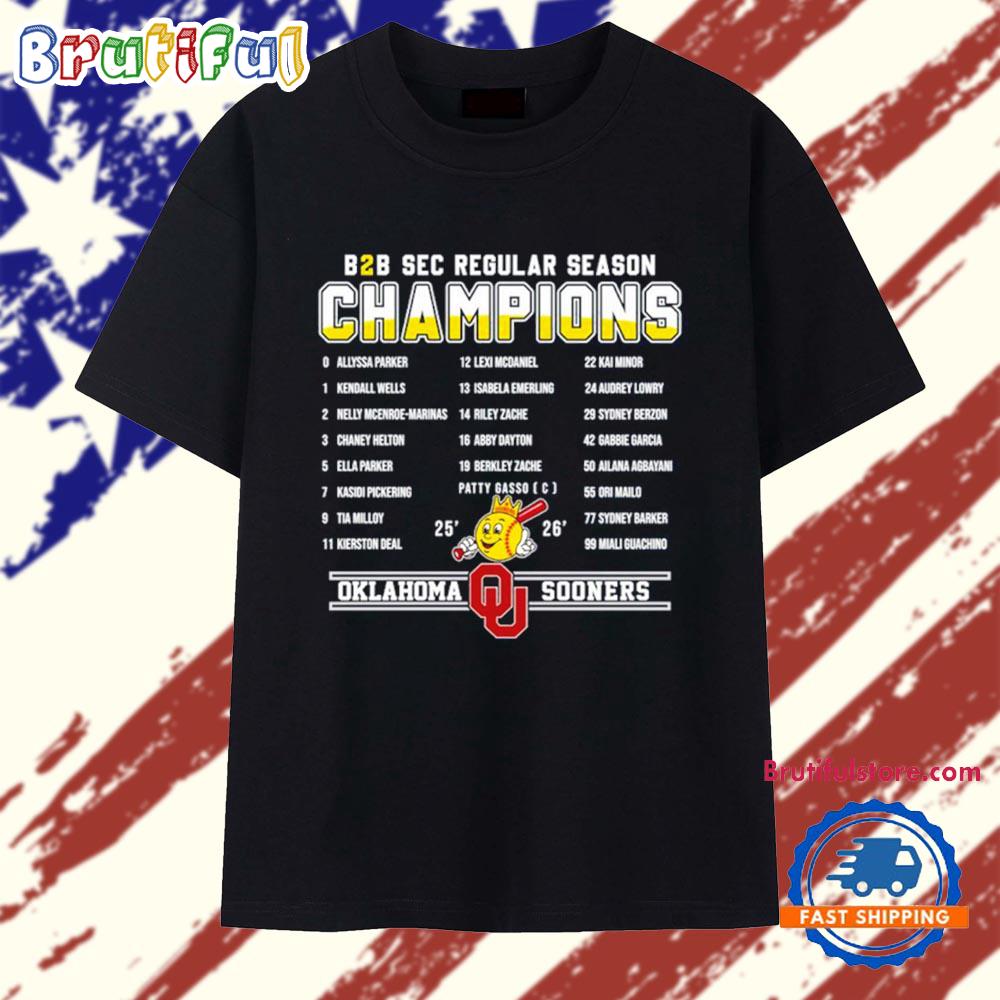 Sooners Softball B2B Sec Regular Season Champions Player Names T Shirt