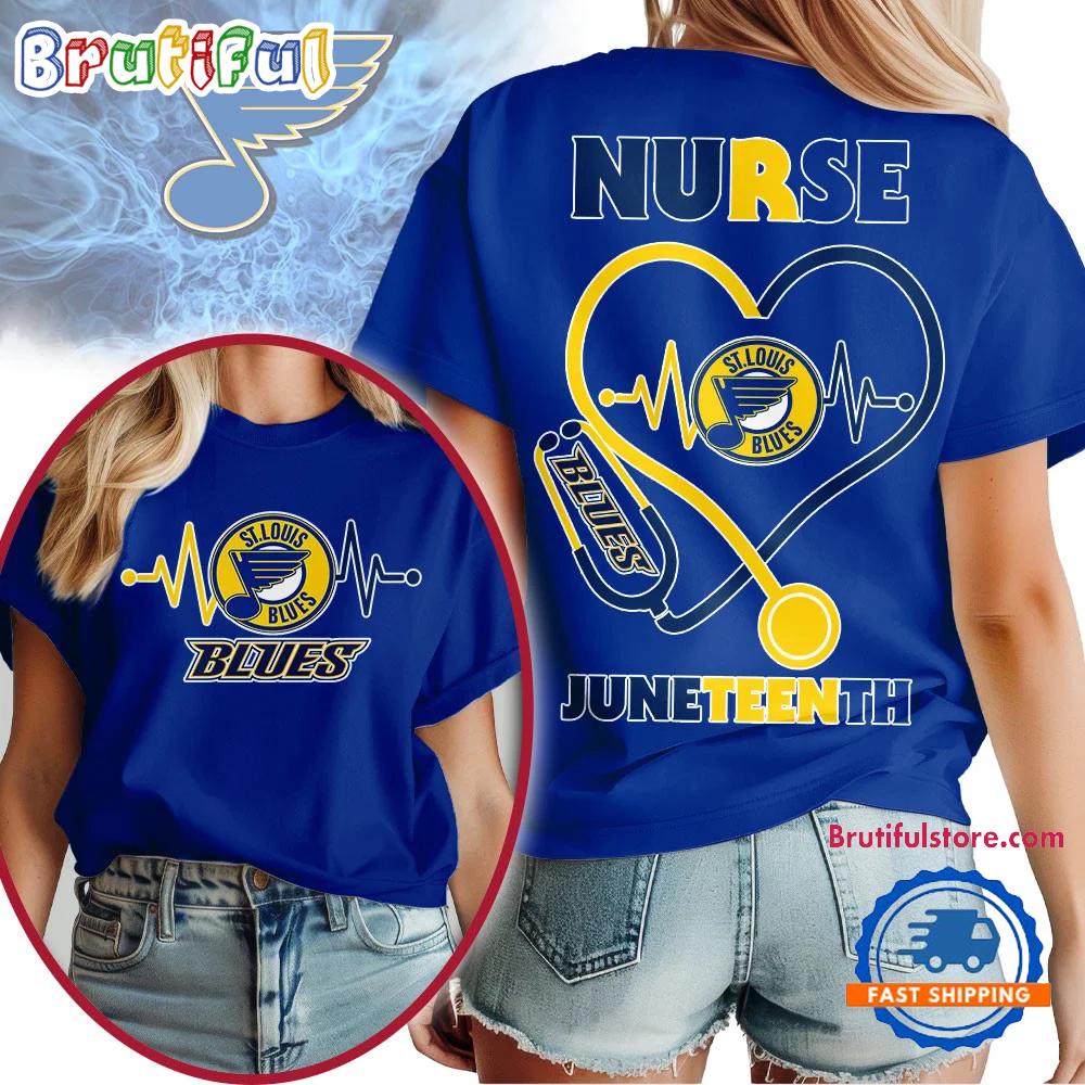 St. Louis Blues Nhl Nurse Appreciation Juneteenth Unisex 3D Shirt