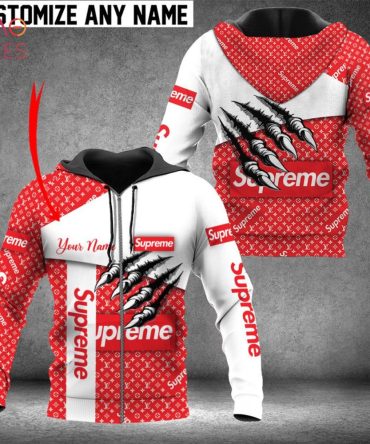 Supreme White Mix Red Luxury 3D Hoodie Limited Edition