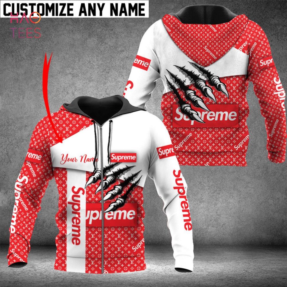 Supreme White Mix Red Luxury 3D Hoodie Limited Edition