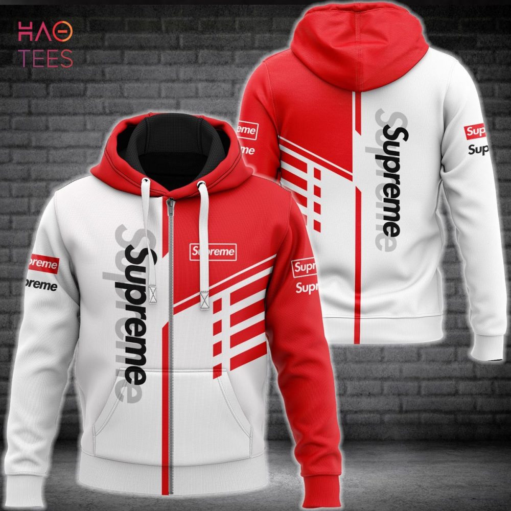 Supreme Luxury Brand Red White Hoodie Limited Edition