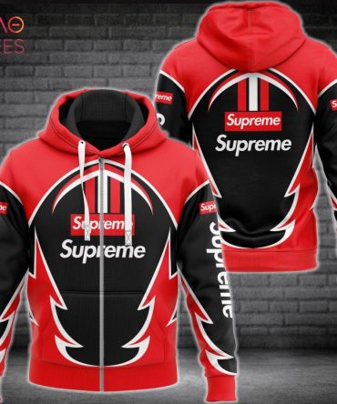 Supreme Black Mix Red Luxury 3D Hoodie Pod Design