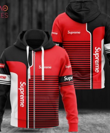Supreme Stripe Red Black Luxury 3D Hoodie Limited Edition