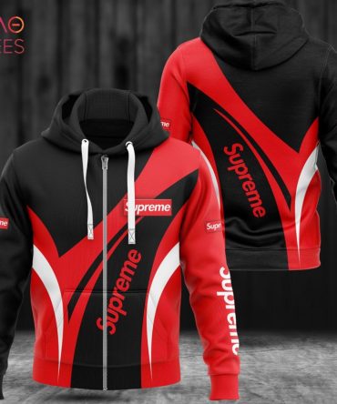 Supreme Basic Black Red Luxury Hoodie Limited Edition