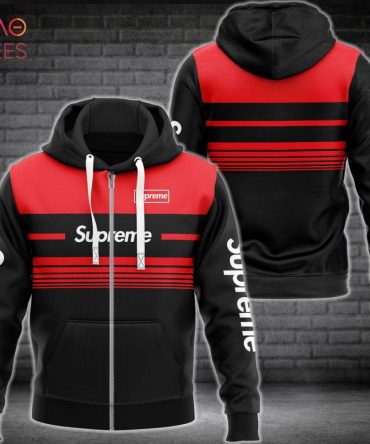 Supreme Stripe Red Pattern Luxury Hoodie Limited Edition
