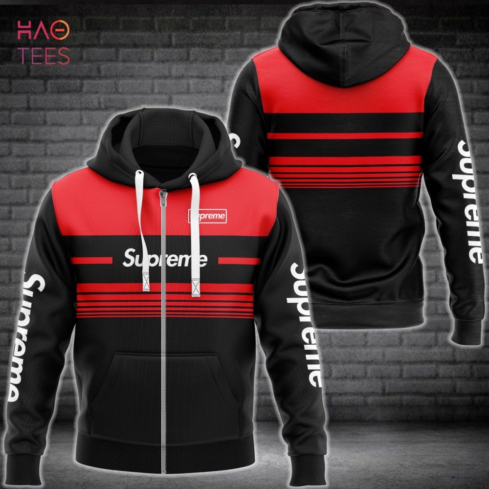 Supreme Stripe Red Pattern Luxury Hoodie Limited Edition
