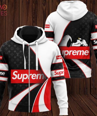 Supreme White Red Black Luxury Hoodie Limited Edition
