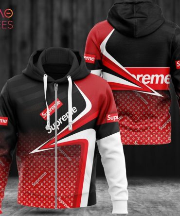 Supreme Ombre Black Red Luxury 3D Hoodie Limited Edition