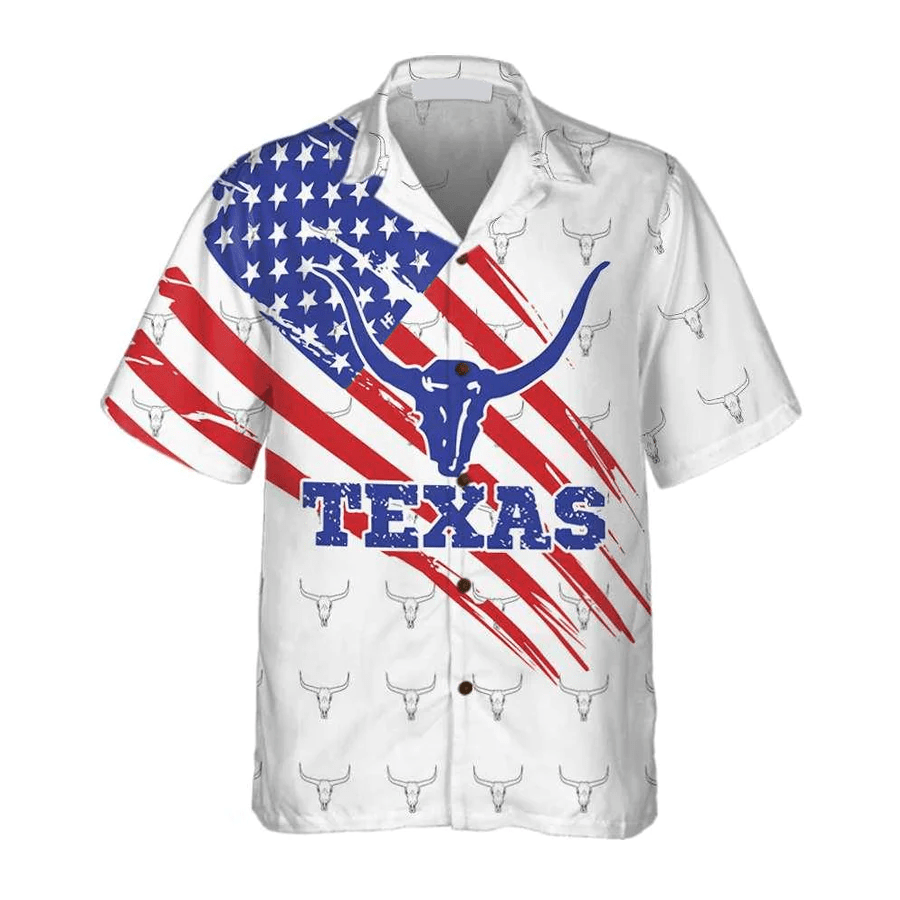 Texas Flag Longhorn Pattern Trendy Hawaiian Shirt, Unique Texas Shirt, Gift For Texas Lovers