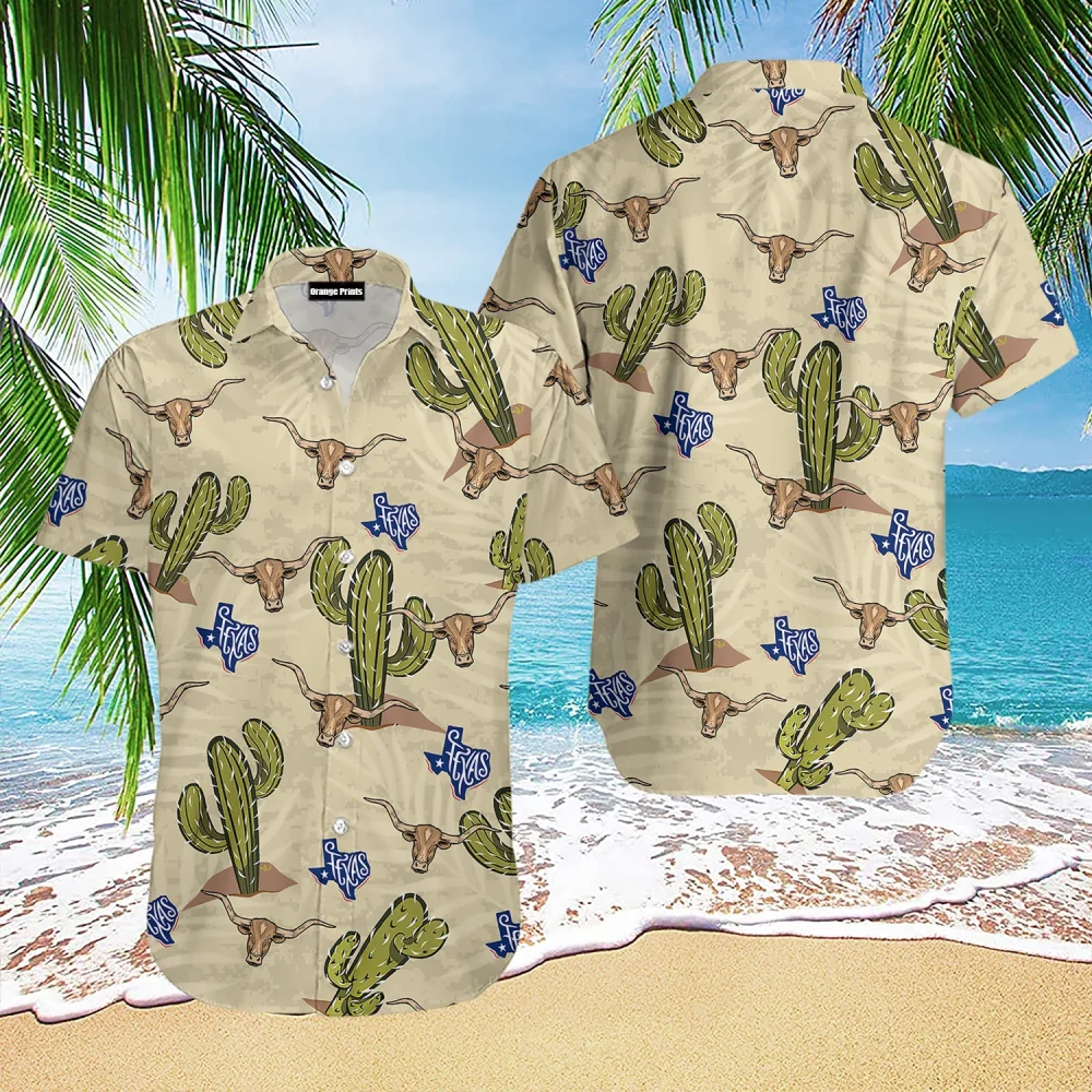 Texas Longhorn Cactus Hawaiian Shirt For