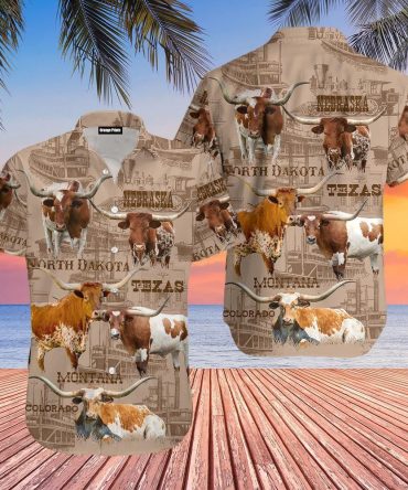 Texas Longhorn Cattle Lovers Trendy Hawaiian Shirt