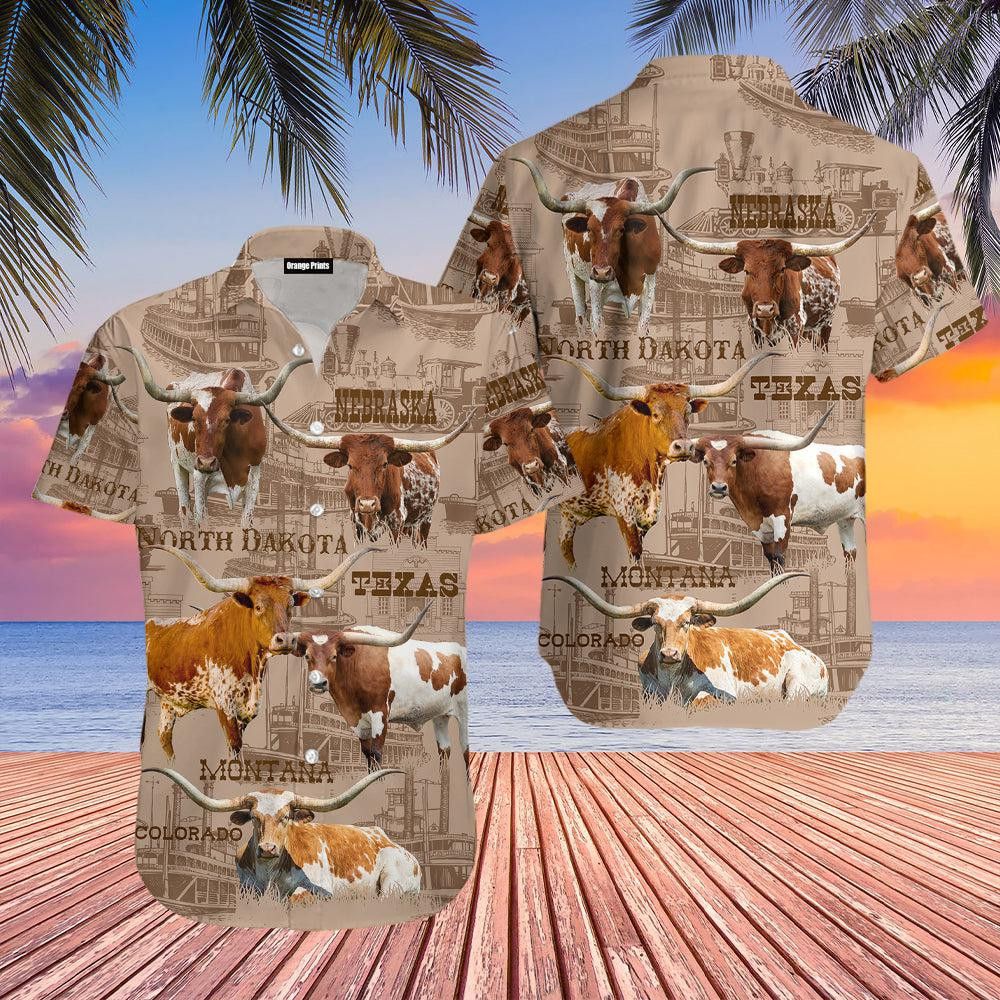 Texas Longhorn Cattle Lovers Trendy Hawaiian Shirt