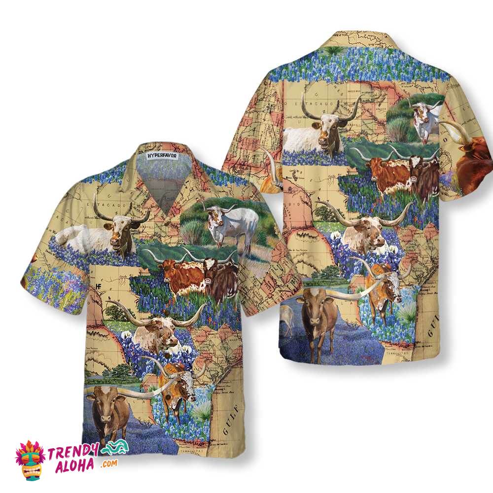 Texas Longhorn Hawaiian Shirt, Unique Texas Shirt, Gift For Texas Lovers
