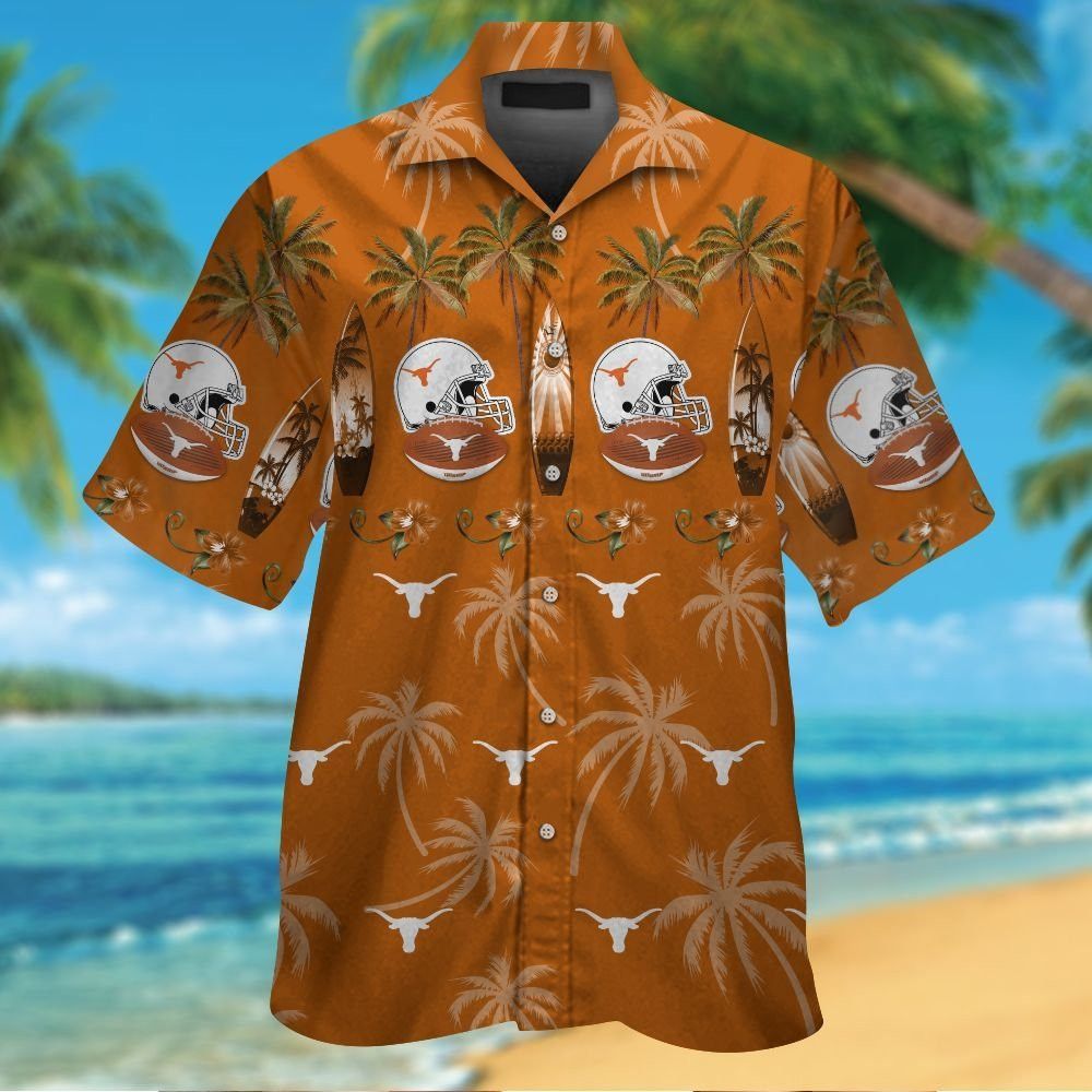 Texas Longhorns Short Sleeve Button Up Tropical Hawaiian Shirt Ver014