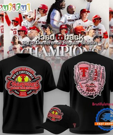 Texas Tech Red Raiders Softball Back-To-Back Big 12 Champions 2026 Black T Shirt