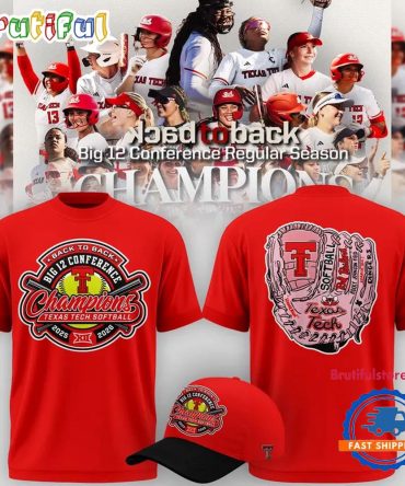 Texas Tech Red Raiders Softball Back-To-Back Big 12 Champions 2026 Red T Shirt
