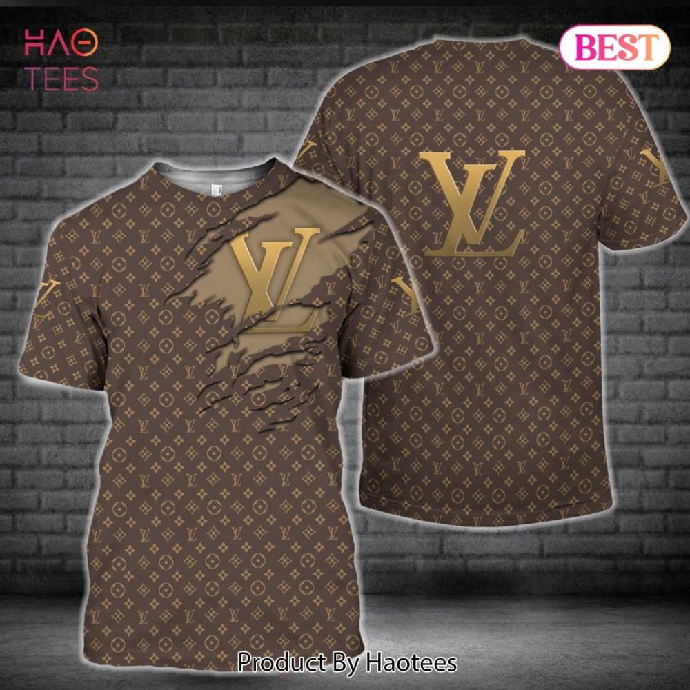 Louis Vuitton Brand Full Brown Color 3D T-Shirt