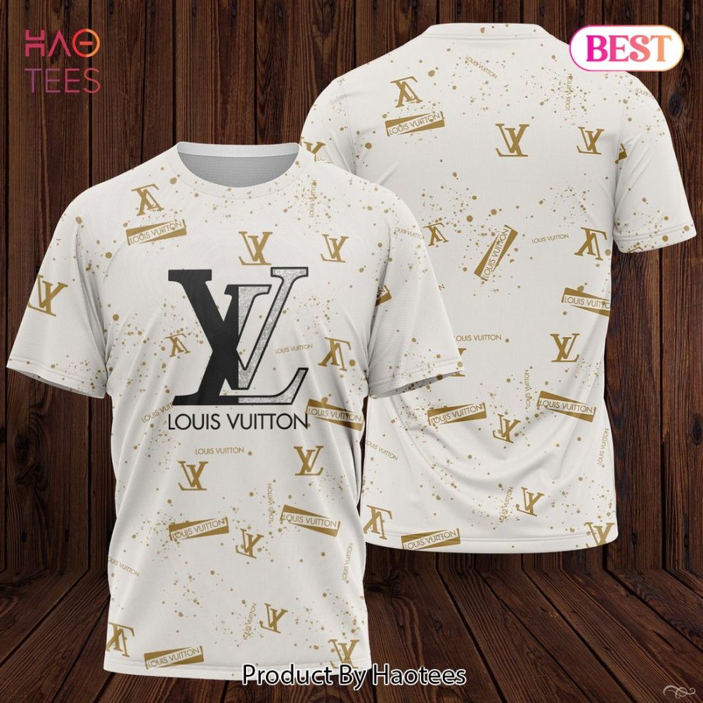 Louis Vuitton White Color 3D T-Shirt Limited Edition