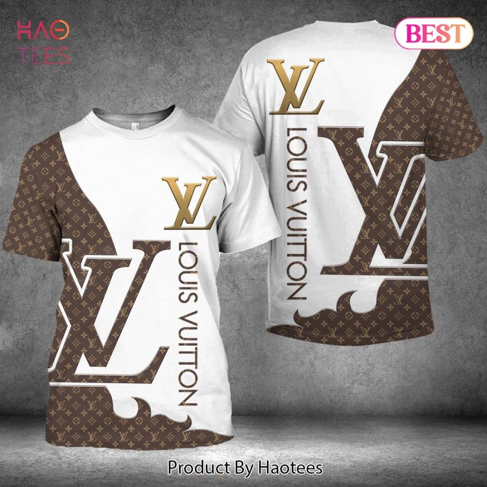 Louis Vuitton White Mix Brown Color 3D T-Shirt