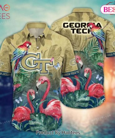 Ncaa Georgia Tech Yellow Jackets Flower Hawaiian Shirt 3D Shirt, Georgia Tech Yellow Jackets Gift