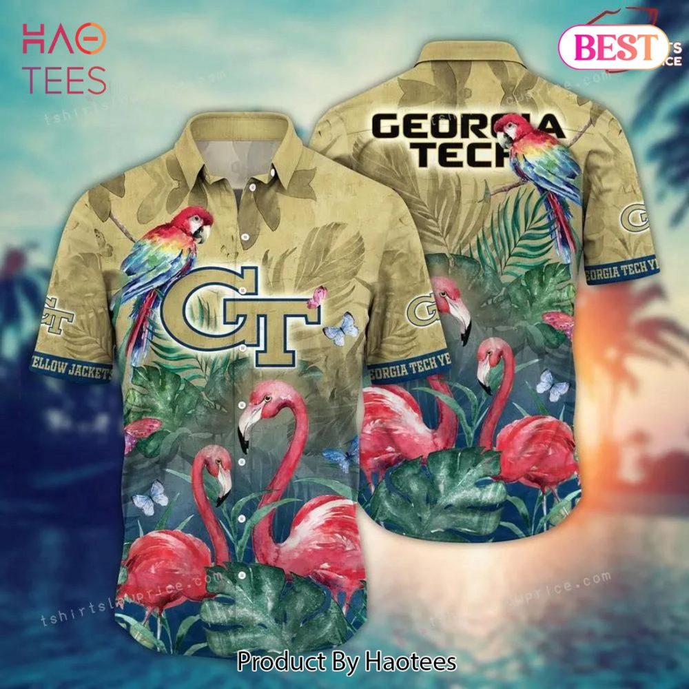 Ncaa Georgia Tech Yellow Jackets Flower Hawaiian Shirt 3D Shirt, Georgia Tech Yellow Jackets Gift