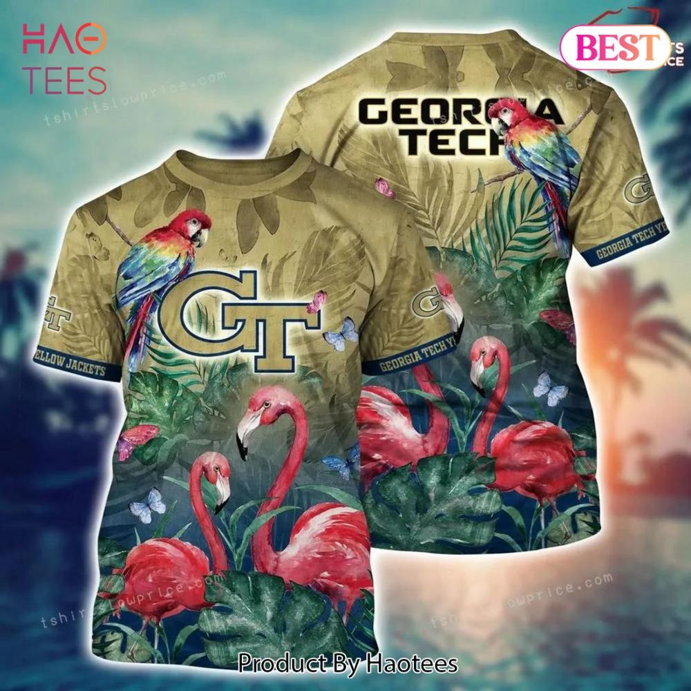 Ncaa Georgia Tech Yellow Jackets Flower Hawaiian Shirt 3D Shirt, Georgia Tech Yellow Jackets Gift - Image 2