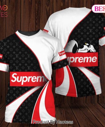 Supreme Black White Red Mix Louis Vuitton Logo Brand 3D T-Shirt