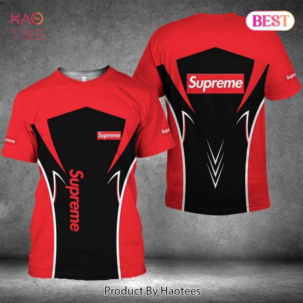 Supreme Luxurious Design Mix Black Red Color 3D T-Shirt Limited Edition
