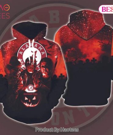 Alabama Crimson Tide Halloween And Michael Myers, Jason Voorhees, Freddy Krueger 3D Hoodie Alabama Gifts For Men