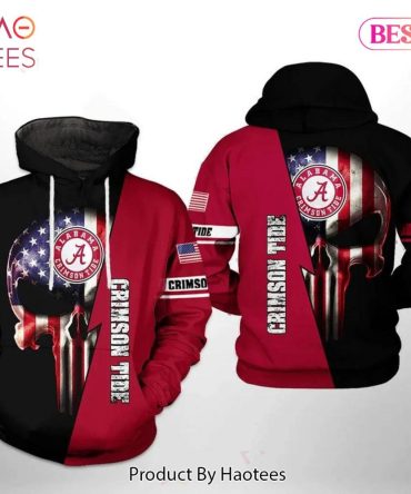 Alabama Crimson Tide Us Flag Skull Punisher 3D Hoodie Ncaa Basketball Gifts