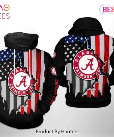 Alabama Crimson Tide With Flag American Distressed 3D Hoodie Ncaa Cheer Gifts