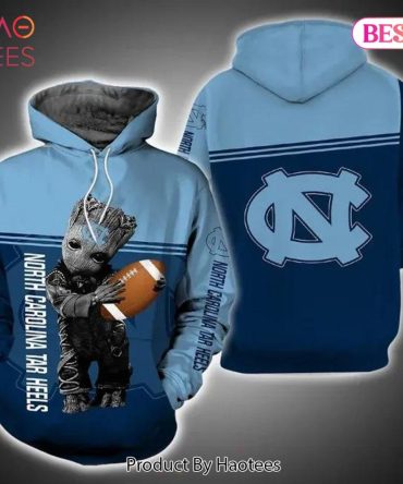 Baby Groot Hug Ball North Carolina Tar Heels 3D Hoodie North Carolina Tar Heels Fans Gift
