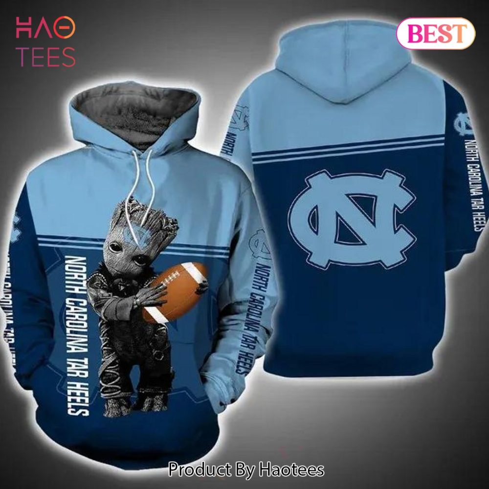 Baby Groot Hug Ball North Carolina Tar Heels 3D Hoodie North Carolina Tar Heels Fans Gift