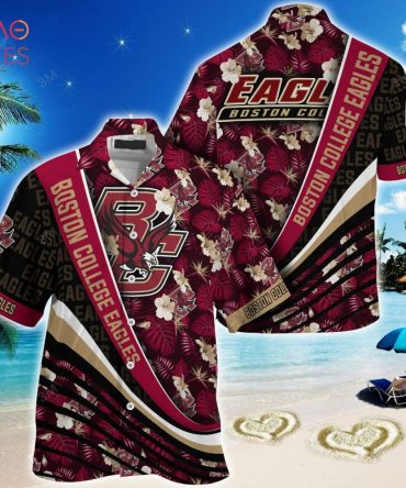 Boston College Eagles Summer Hawaiian Shirt, With Tropical Flower Pattern For Fans