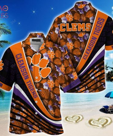 Clemson Tigers Summer Hawaiian Shirt, With Tropical Flower Pattern For Fans
