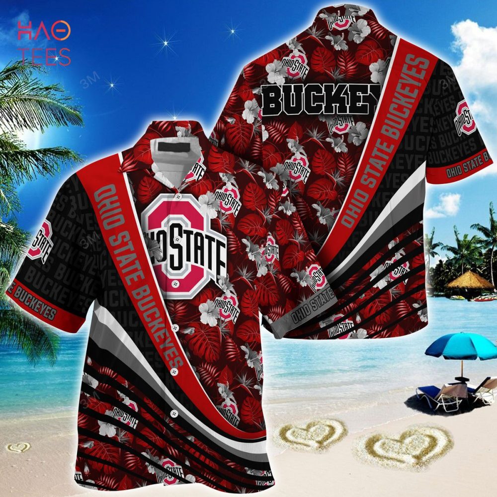 Ohio State Buckeyes Summer Hawaiian Shirt, With Tropical Flower Pattern For Fans