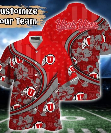 Utah Utes Ncaa Us Flag Hawaiian Shirt Custom Summer Aloha Shirt