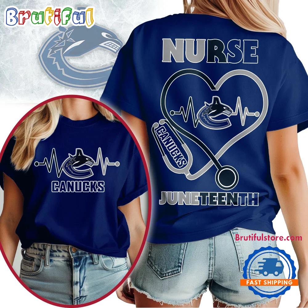 Vancouver Canucks Nhl Nurse Appreciation Juneteenth Unisex 3D Shirt
