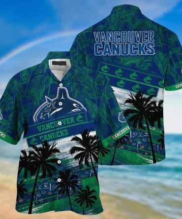 Vancouver Canucks Nhl Palm Tree Pattern Hawaii Shirt For Sports Fans Unisex Sport Hawaii Shirt