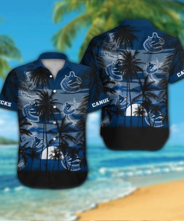Vancouver Canucks Short Sleeve Button Up Tropical Shirt Hawaiian Shirt