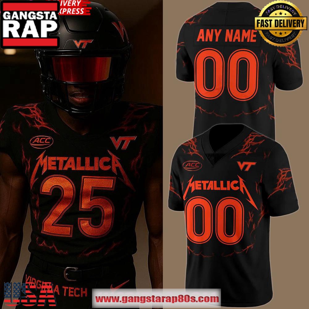 Virginia Tech Hokies X Metallica 2025 Custom Football Jersey