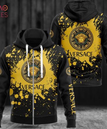 Versace Luxury Brand Paint Flakes Gold Luxury 3D Hoodie Limited Edition