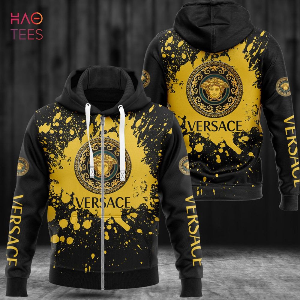 Versace Luxury Brand Paint Flakes Gold Luxury 3D Hoodie Limited Edition