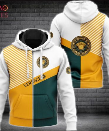Versace White Green Gold Luxury Hoodie Limited Edition